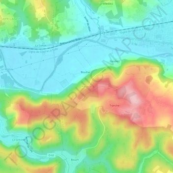 Carte topographique Preyssac, altitude, relief