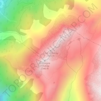 Carte topographique Croix d'Outray, altitude, relief