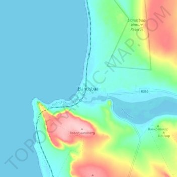 Carte topographique Elandsbaai, altitude, relief