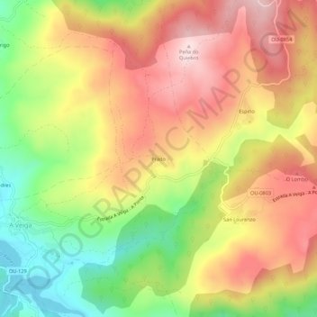 Carte topographique Prado, altitude, relief