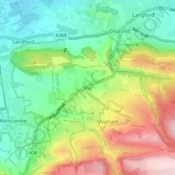 Carte topographique Star, altitude, relief