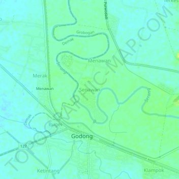 Carte topographique Senawan, altitude, relief