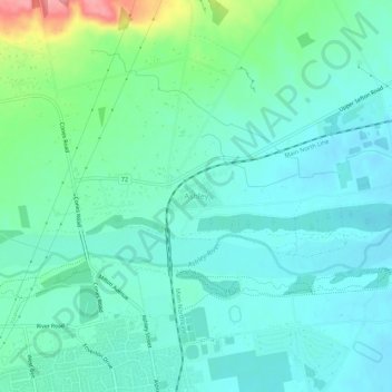 Carte topographique Ashley, altitude, relief