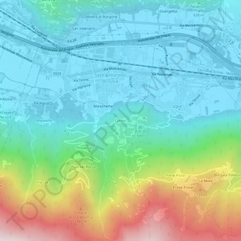 Carte topographique Cresto, altitude, relief