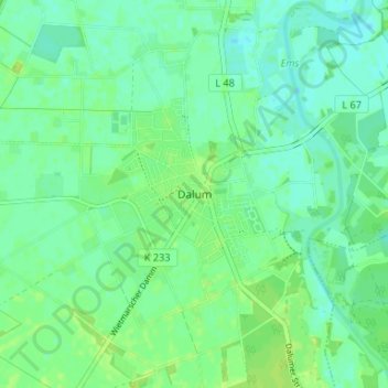 Carte topographique Dalum, altitude, relief