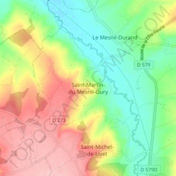 Carte topographique Saint-Martin-du-Mesnil-Oury, altitude, relief