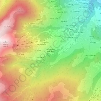 Carte topographique Les Fingères d'en Haut, altitude, relief
