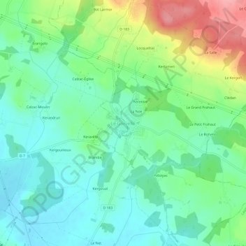 Carte topographique Le Gorvello, altitude, relief