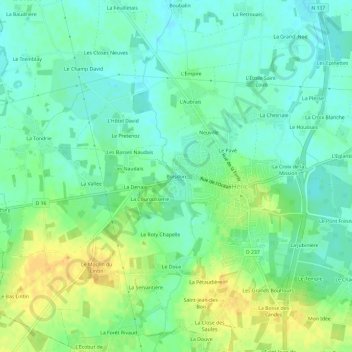 Carte topographique Boisdon, altitude, relief