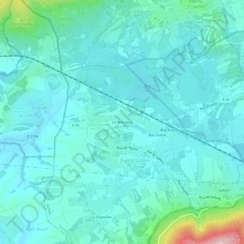 Carte topographique Le Malsaucy, altitude, relief