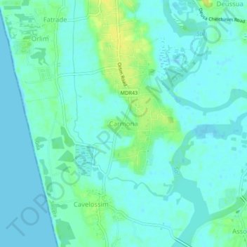 Carte topographique Carmona, altitude, relief