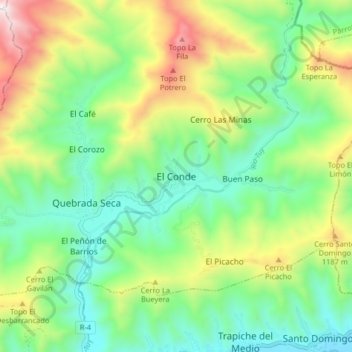 Carte topographique El Conde, altitude, relief