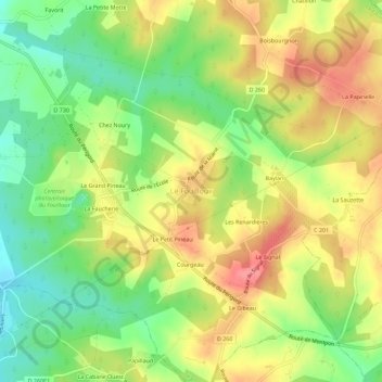 Carte topographique Le Fouilloux, altitude, relief