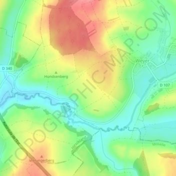 Carte topographique Langfurt, altitude, relief