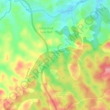 Carte topographique Akouté, altitude, relief