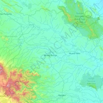 Carte topographique Bathin III, altitude, relief
