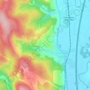 Carte topographique Nad lomom, altitude, relief