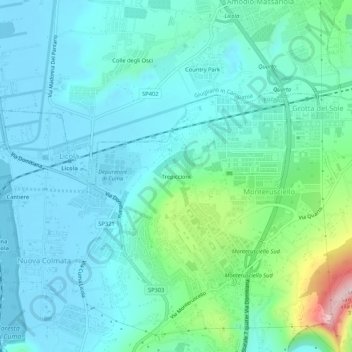 Carte topographique Trepiccioni, altitude, relief