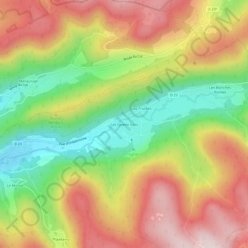 Carte topographique Les Quatre Sous, altitude, relief