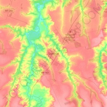Carte topographique Sorriso, altitude, relief
