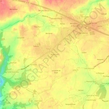 Carte topographique Rumeriou, altitude, relief