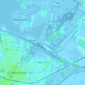 Carte topographique Oostereinde, altitude, relief