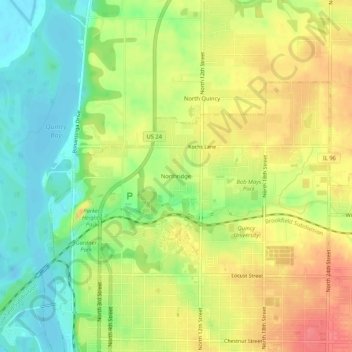 Carte topographique Northridge, altitude, relief