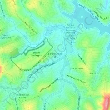 Carte topographique Bandeirantes II, altitude, relief