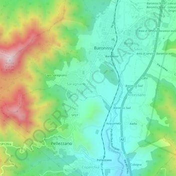 Carte topographique Casal Barone, altitude, relief
