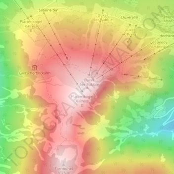 Carte topographique Plattenkogel, altitude, relief