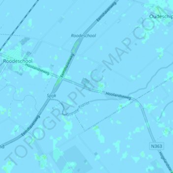 Carte topographique Oosteinde, altitude, relief