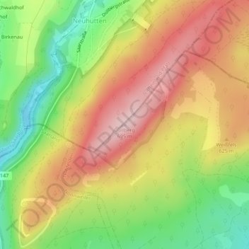 Carte topographique Dollberg, altitude, relief