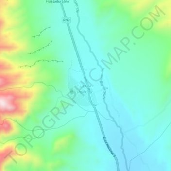 Carte topographique Uquía, altitude, relief