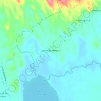 Carte topographique Laguna del Marquez, altitude, relief