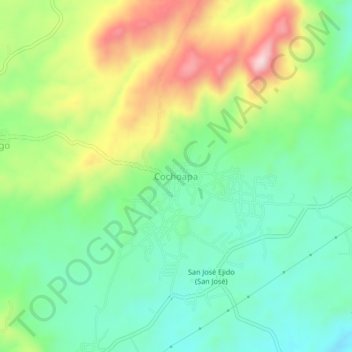 Carte topographique Cochoapa, altitude, relief