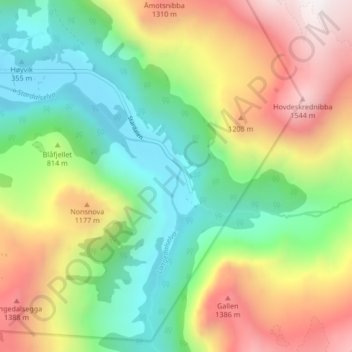 Carte topographique Fonn, altitude, relief