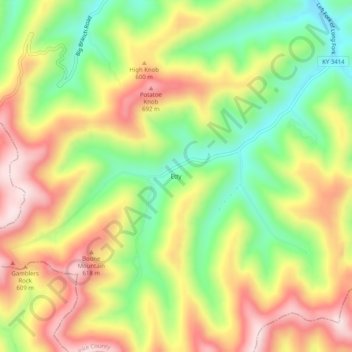 Carte topographique Etty, altitude, relief