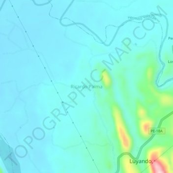 Carte topographique Ricardo Palma, altitude, relief