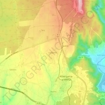 Carte topographique Campinho, altitude, relief
