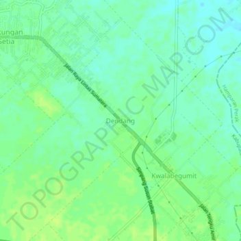 Carte topographique Dendang, altitude, relief