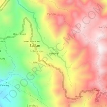 Carte topographique Sabdang, altitude, relief
