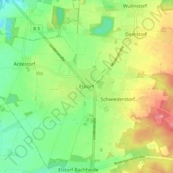 Carte topographique Elstorf, altitude, relief
