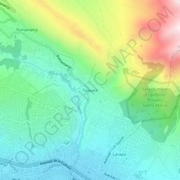 Carte topographique Ticapata, altitude, relief