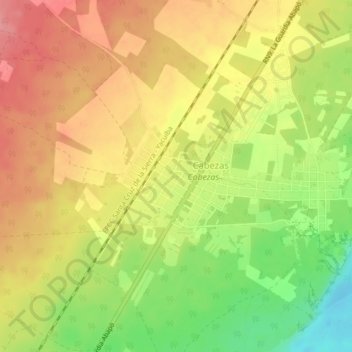 Carte topographique Cabezas, altitude, relief