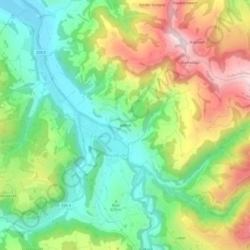 Carte topographique Aebnit, altitude, relief