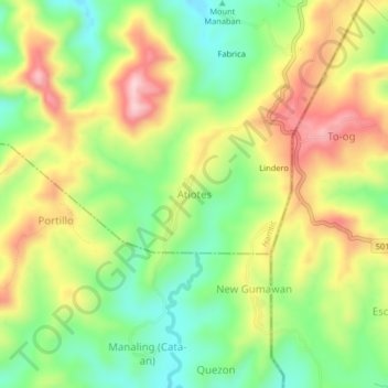 Carte topographique Atiotes, altitude, relief