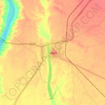 Carte topographique Prantij, altitude, relief