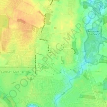 Carte topographique Lemsahl, altitude, relief