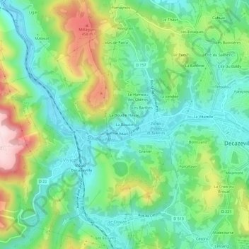 Carte topographique La Boudie, altitude, relief