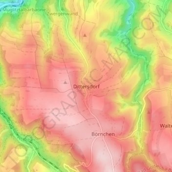 Carte topographique Dittersdorf, altitude, relief
